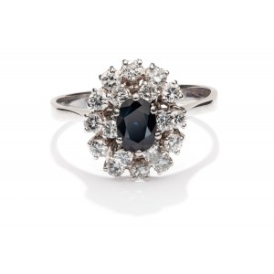 Prsten se safírem a diamanty, 2. polovina 20. století.