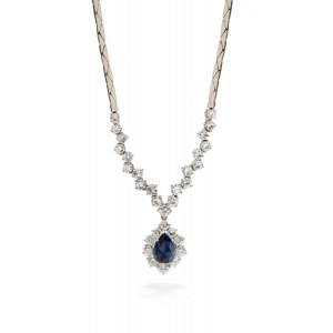 Necklace with sapphire and diamonds, 2nd half of 20th century.