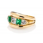 Ring with diamonds and emeralds, circa mid-20th century.
