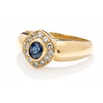 Ring with sapphire and diamonds, 2nd half of 20th century.