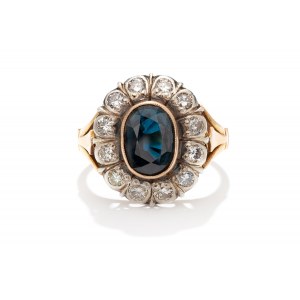 Ring with sapphire and diamonds, 1960s-70s.