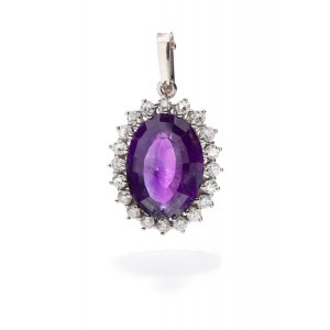 Pendant with amethyst and diamonds, 20th/20th century.