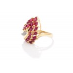 Ring with rubies and diamonds, 20th/20th century.