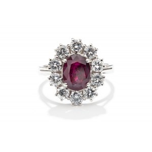Ring with ruby and diamonds, early 21st century.