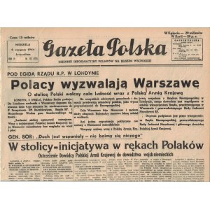 POLITICIANS EXPLODE WARSAW, Newspaper August 6, 1944 (Warsaw Uprising)