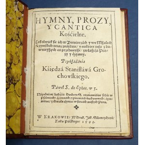 Prozy, Cantica Kościelne... Krakov 1599