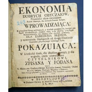 Ekonomia Dobrych Obyczaiow, Przeciwko Złym Zwyczaiom… Berdyczów 1777
