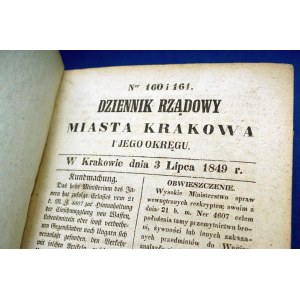 1849 Dziennik Rządowy miasta Krakowa i jego okręgu