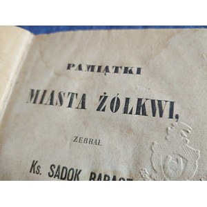 Souvenirs of the City of Zhovkva 1852 (Zhovkva, Sobieski)