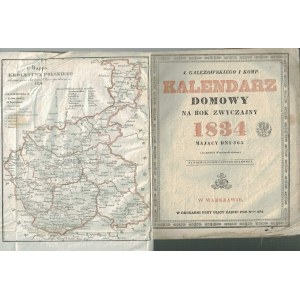 Gałęzowského DOMOVSKÝ KALENDÁR na rok 1834 + Mapa Poľského kráľovstva