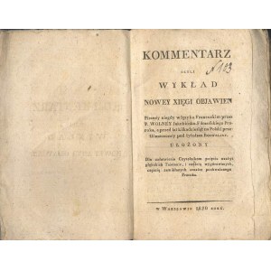 K. Surowiecki Kommentarz, czyli Wykład nowey xięgi objawien 1820