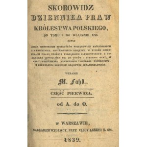 Index of the Journal of Laws of the Kingdom of Poland 1839
