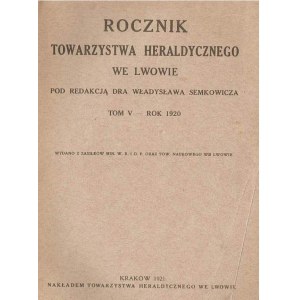 Jahrbuch der Heraldischen Gesellschaft von Lviv 1920
