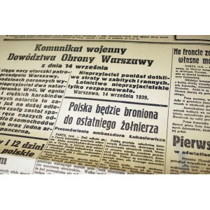 Kurjer Poranny, 15. SEPTEMBER 1939 - Polen wird bis zum letzten Soldaten verteidigt werden