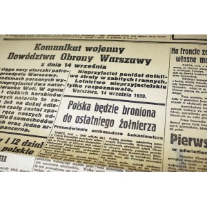 Kurjer Poranny, 15 WRZEŚNIA 1939 - Polska będzie broniona do ostatniego żołnierza