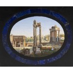 Italian micromosaic plaque of the Roman forum - Rome, 19th century