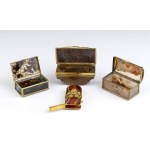 Lot consisting of four small French boxes in agate, diapre and marble - 19th century