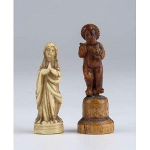 Indo-Portuguese bone carving of the Virgin and Child - Goa, 17th century