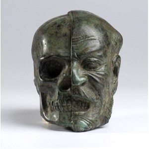 German Vanitas with double-sided bronze skull - 18th century