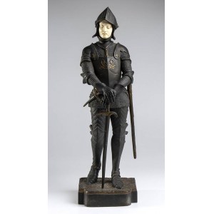 French bronze sculpture of a warrior - signed S. OMERTH