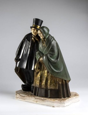 French bronze sculpture depicting two characters - signed BECQUEREL André Vincent (1893 - 1981)