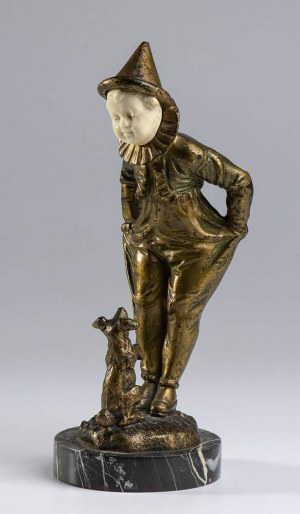 French bronze sculpture of a Pierrot - signed OMERTH Georges (active from 1895 to 1925)