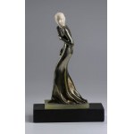 French bronze sculpture depicting Lady in silver dress - signed Lorenz