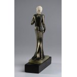 French bronze sculpture depicting Lady in silver dress - signed Lorenz
