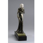 French bronze sculpture depicting Lady in silver dress - signed Lorenz