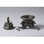 Bronze inkwell with seahorses - 19th century