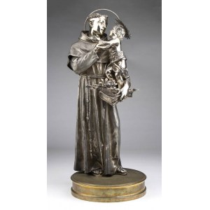 Italian silver sculpture depicting St. Anthony with the Infant Jesus - probably Naples, 19th century