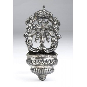 Italian holy water silver stoup - Naples, 1832-1872