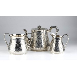 English Victorian sterling silver tea set - Sheffield 1869, mark of WILLIAM & HENRY STRATFORD