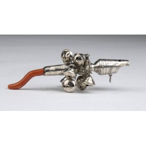 English sterling silver and coral Georgian whistle rattle - London 1794, mark of John Tatum I