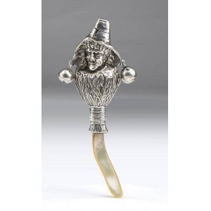 English sterling silver and coral Georgian whistle rattle - 19th century, mark of Gorham Manufacturing company