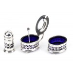 English sterling silver salt, pepper and mustard pot - Birmingham 1921, mark of DOCKER & BURN