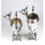 German silver coffee pot and teapot - Hanau late 19th century, silversmith J.D SCHLEISSNER & SOHNE