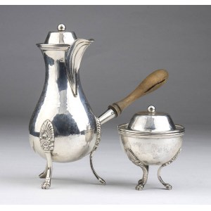 German silver coffee pot and sugar bowl - late 19th century, mark of GEORG ROTH & Co.