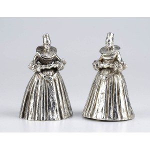 Pair of German silver figural Bell - Hanau late 19th century, mark of B. NERESHEIMER & SOHNE