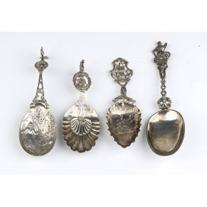 Group of four Continental silver spoons - most probably 19th century