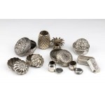 Lot of nine small silver boxes - Burma, 19th - 20th century