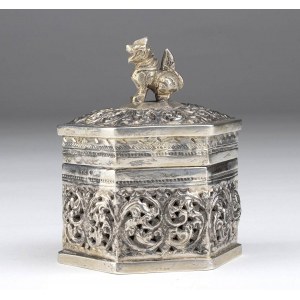 Hexagonal silver box - Burma, late 19th century