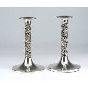 Pair of Italian sterling silver candlesticks - 20th century, mark of RASPINI GIOVANNI