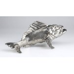 Pair of silver sculptures depicting fishes, signed ATTILIO DE LUCA