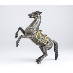 Sterling silver rampant horse - Milan 20th century, mark of LALA