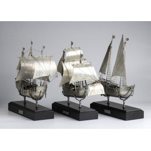 Three Italian silver caravels - 20th century