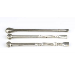 Lot consisting of three argentine silver straws - early 20th century
