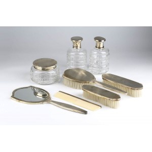 Italian silver and cut glass toilet set - 1940s
