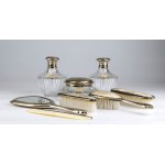 Italian silver and cut glass toilet set - 1950s
