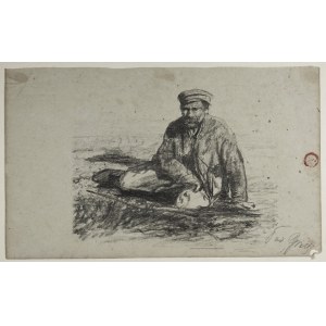 GROTT Theodore (1884-1972) - Ein Bauer sitzt auf einem Feld.